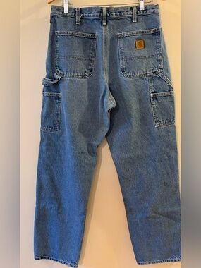 Carhartt Men's Blue Carpenter Jeans, Size 34W, 34L, fit smaller.